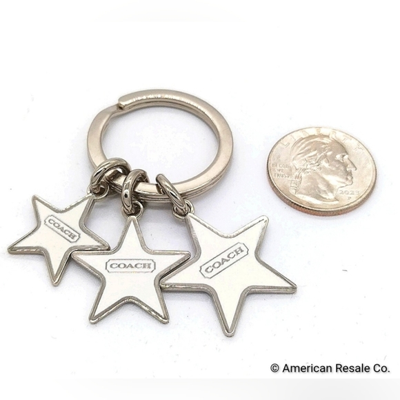 Vintage COACH White Triple Star Keychain Fob Purse Charm-Rare - Picture 3 of 4